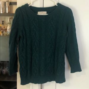 Loft teal sweater with cable knit detail medium